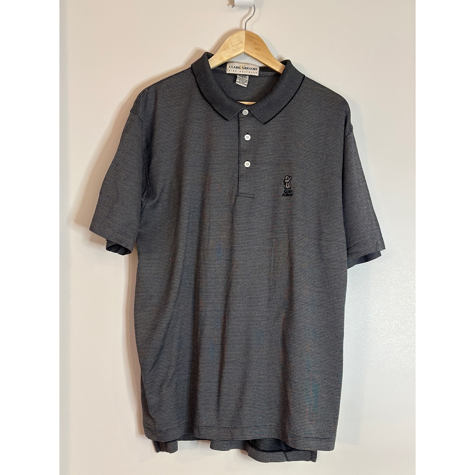 Vintage Clark & Gregory Fine Golfwear Made In Usa Large Gray Golf Polo Shirt Top